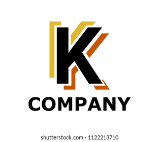 gold and brown color logo symbol double line like neon light type letter k initial business logo design idea illustration shape for modern premium corporate