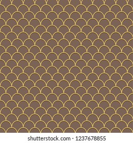 Gold with brown gradient Mermaid tail pattern. Fish scale texture. Square background for invitation, textile design, wrapping paper, swimwear or wallpaper. 