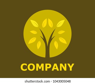 gold and brown grow tree logo design idea concept illustration for growth royal finance company or corporate