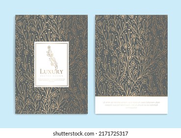 Gold and brown luxury invitation card design with vector ornament pattern. Vintage template. Can be used for background and wallpaper. Elegant and classic vector elements great for decoration.