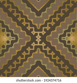 Gold Brown Oriental Moroccan Turkish Arabic Ethnic Background. Abstract Geometric Wallpaper. Vector Tile For A Seamless Pattern.
