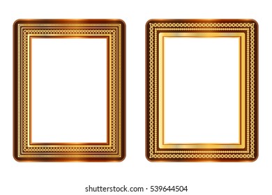 gold and brown picture frame vector on white background