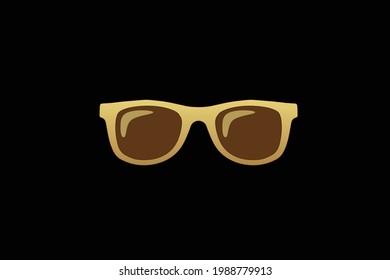Vectores de gafas de sol doradas y marrones aislados en el fondo negro