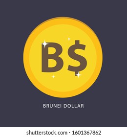 gold Brunei dollar vector icon - Illustration