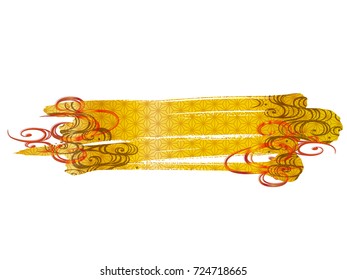 Gold brush and Japanese pattern material