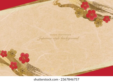 Gold brush line and Japanese pattern cloud pattern background