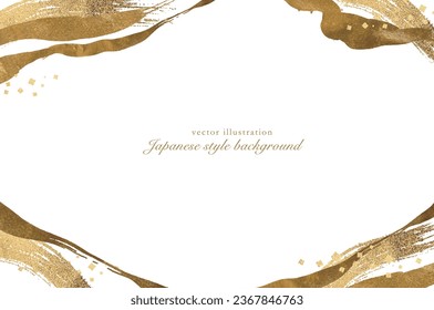 Gold brush line and Japanese pattern cloud pattern background