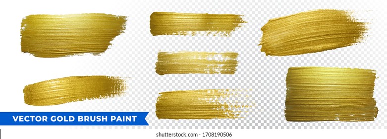 Gold brush paint with glitter texture. Vector golden stroke background for Christmas luxury design.