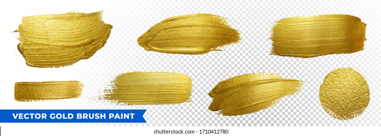 Gold brush paint with glitter texture. Vector golden stroke background for Christmas luxury design.