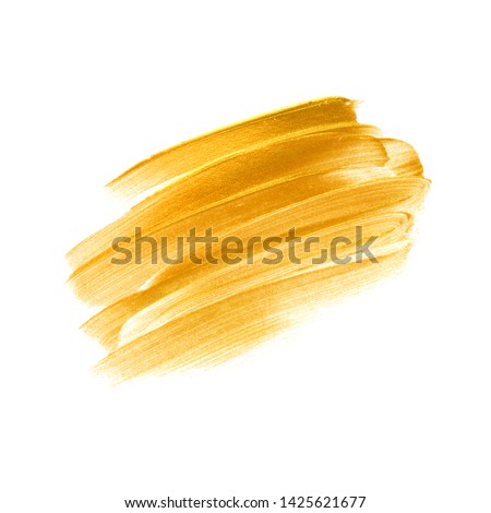 Gold brush paint stroke isolated background - Vector