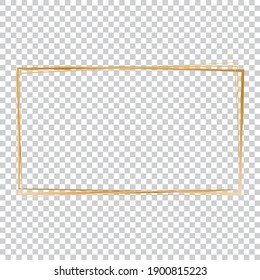 Gold Brush Painted Ink Stamp Banner Frame On Transparent Background