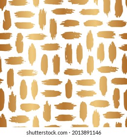 Gold-Bürste nahtloses Muster. Glitzerer Hintergrund für den Druck. Handgezeichnete goldgestreifte Textur. Wiederholte Muster abstrakte Streifen. Wiederholter Hintergrund für Design-Bildschirmhintergrund, Geschenkverpackung, Drucke. Vektorgrafik