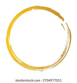 Gold brush stroke circle frame, Vector illustration isolated element