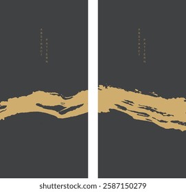 Gold brush stroke element with black background vector. Abstract art pattern texture