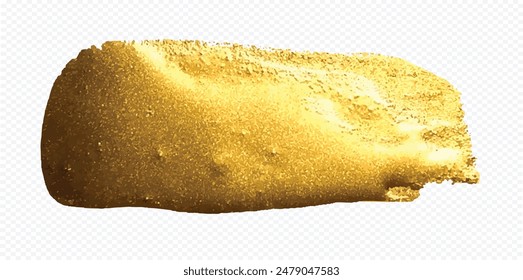 Gold brush stroke. Golden hand drawn brush stroke vector design element. Gold brush stroke hand painted grunge texture on white background.
