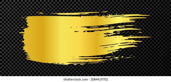 Gold brush stroke. Hand drawn ink spots isolated on dark transparent background. Vector illustration