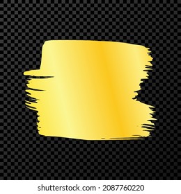 Golpe de pincel de oro. manchas de tinta dibujadas a mano aisladas en un fondo transparente oscuro. Ilustración del vector