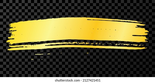 Gold brush stroke. Hand drawn ink spots isolated on dark transparent background. Vector illustration