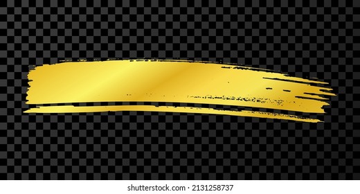 Gold brush stroke. Hand drawn ink spots isolated on dark transparent background. Vector illustration