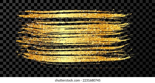 Gold brush stroke. Hand drawn ink spot isolated on dark transparent background. Vector illustration - Powered by Shutterstock - Get 15% off with code: PIKWIZARD15