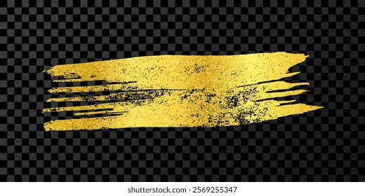 Gold brush stroke. Hand drawn ink spot isolated on transparent background. Vector illustration