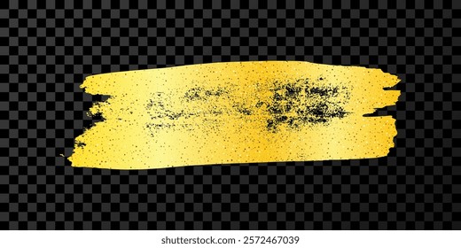 Gold brush stroke. Hand drawn ink spot isolated on transparent background. Vector illustration