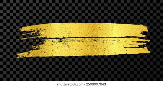 Gold brush stroke. Hand drawn ink spot isolated on transparent background. Vector illustration
