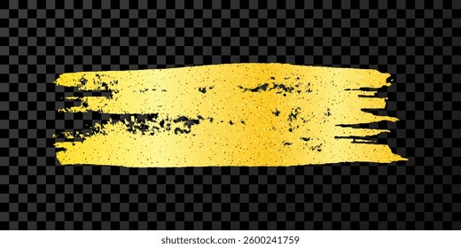 Gold brush stroke. Hand drawn ink spot isolated on transparent background. Vector illustration