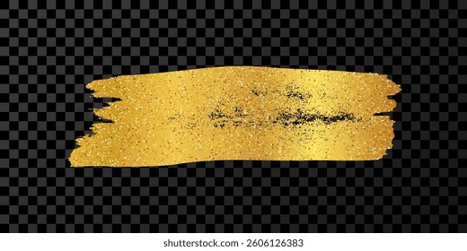 Gold brush stroke. Hand drawn ink spot isolated on transparent background. Vector illustration