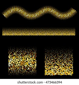 Gold brush stroke set. Abstract golden shape background. Brush included on file 