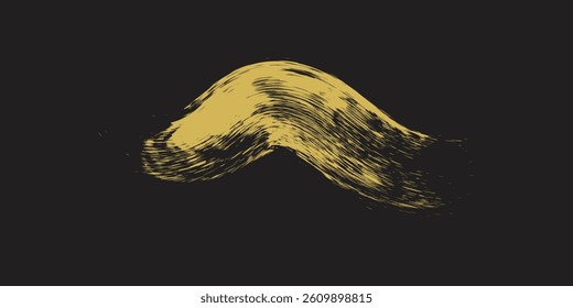 Gold Brush Stroke with Texture Effect on Black Background. Abstract Art Banner in Grunge Concept