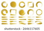 gold brush strokes and frames collection. Japanese style design.
