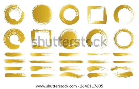 gold brush strokes and frames collection. Japanese style design.