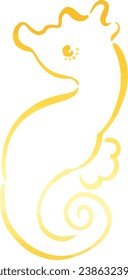 Ilustración del dibujo de líneas de pincel de oro de caballitos de mar