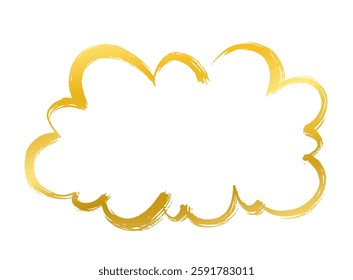 Gold brush-drawn explosion, burst, spiky speech bubble
