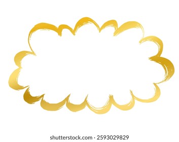 Gold brush-drawn explosion, burst, spiky speech bubble
