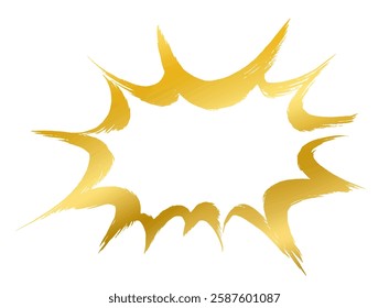 Gold brush-drawn fluffy, cloud-shaped speech bubble