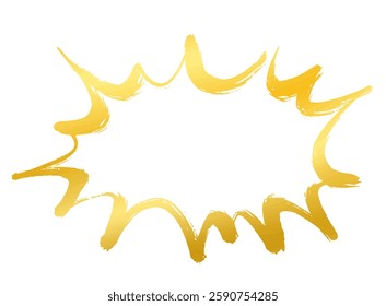 Gold brush-drawn fluffy, cloud-shaped speech bubble