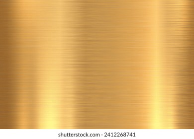 Gold brushed steel metal texture, yellow golden brass background vector.