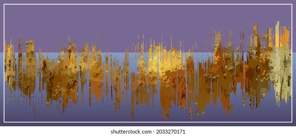 Golpes de oro. Plantilla vectorial estilizada para el diseño. Mancha de pintura metálica sobre un fondo gris. Pegatina, volante. Textura de metal dibujada a mano. Pintura de oro. Lujo de fondo. Rayas. Otoño dorado.