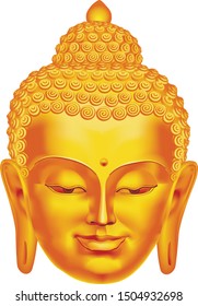 Gold buddha head. Vector illustration
