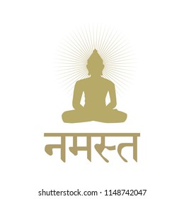Gold Buddha and Respectful form of greeting in Hindu meaning I bow to the divine in you