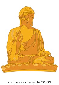 Gold Buddha Statue Illustration Vector