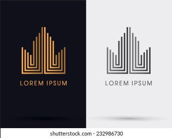 Gold Building abstract logo, vector