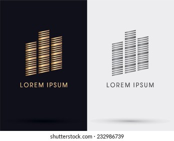 Gold Building abstract logo, vector