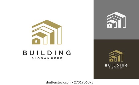 Edifício de ouro e arquitetura design vetorial inspirações.	
