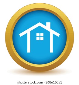 Gold building icon on a white background. Vector illustration