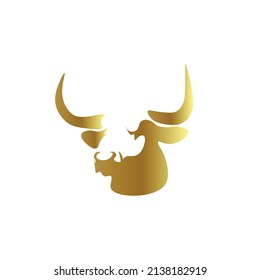 Gold bull head abstract illustration logo