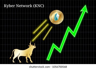 Gold bull, throwing up Kyber Network (KNC) cryptocurrency golden coin up the trend. Bullish Kyber Network (KNC) chart