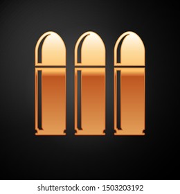 Gold Bullet icon isolated on black background.  Vector Illustration